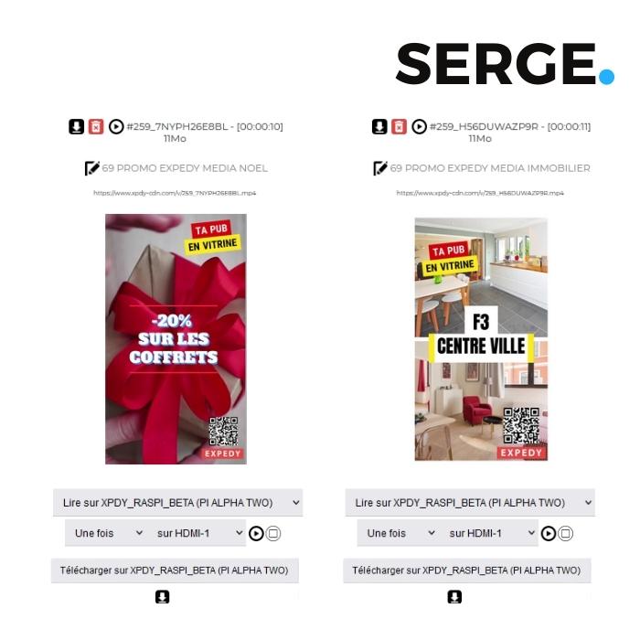 dans la console Expedy importez vos vidéos et gérez la lecture à distance depuis votre catalogue SERGE