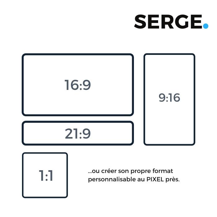 Boîtier TV SERGE pour écran 16:9, écran 9:16, écran 21:9 ou écran 1:1 en vitrine